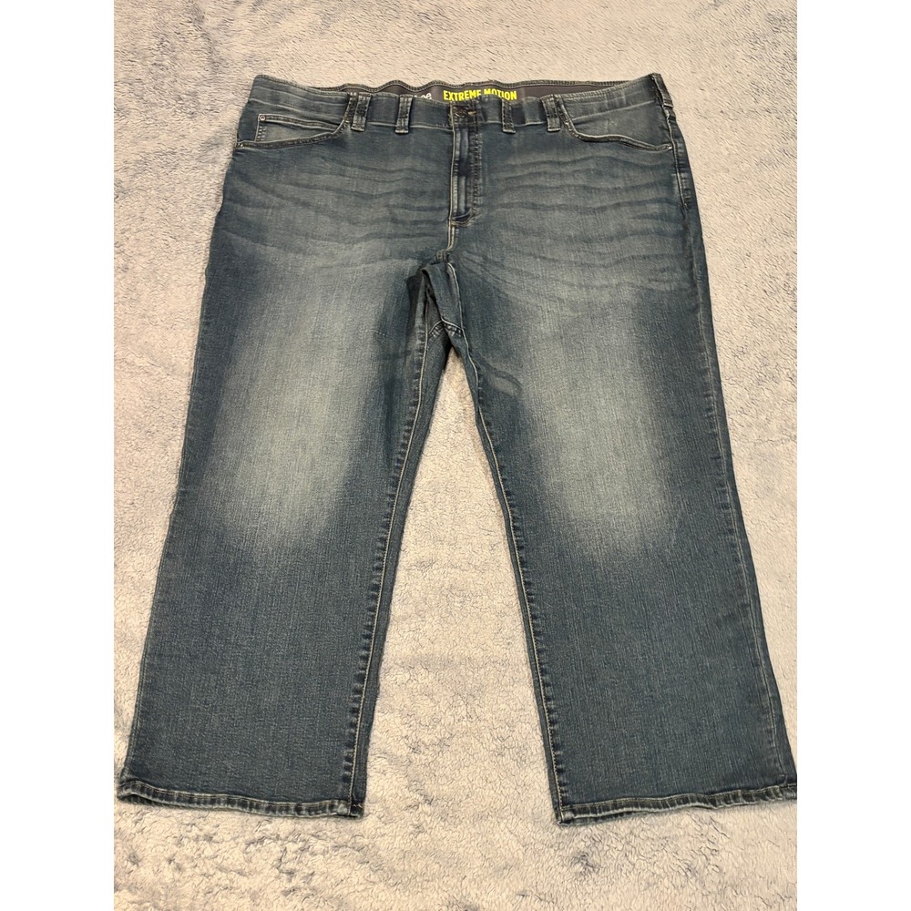 Lee Extreme Motion Relaxed Fit Straight Leg Jeans Mens 52x29 Blue Denim